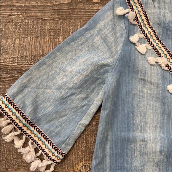 Hayden Girls NWOT Chambray boho fringe tassel dress 7/8y - Picture 3 of 5
